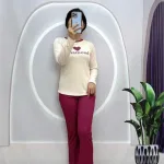 Đồ bộ quần dài áo tay dài cổ tròn in hình tim