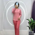 Đồ bộ quần dài áo tay dài cổ tròn in hình tim