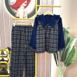 Đồ bộ quần dài áo tay dài cổ v caro