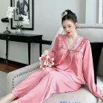 Đồ bộ quần dài áo tay dài cổ v màu trơn