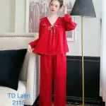 Đồ bộ quần dài áo tay dài cổ v màu trơn