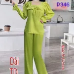 Đồ bộ quần dài áo tay dài cổ vuông phối ren