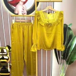 Đồ bộ quần dài áo tay dài cổ vuông phối ren