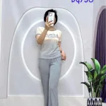 Đồ bộ quần dài áo tay ngắn 2 màu in chữ