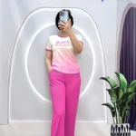 Đồ bộ quần dài áo tay ngắn 2 màu in chữ