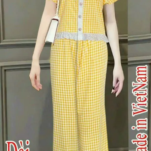 Đồ bộ quần dài áo tay ngắn caro