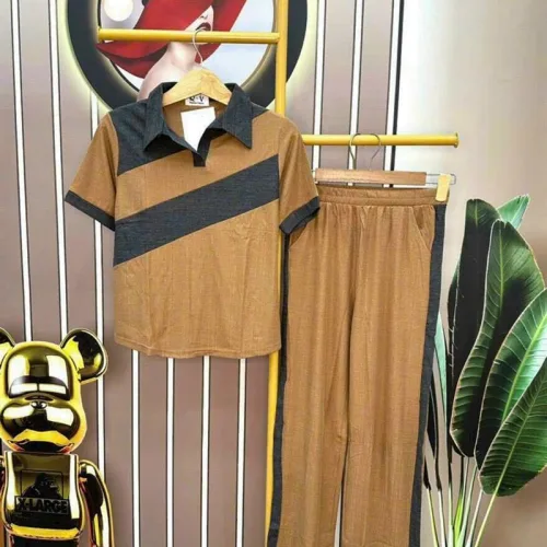Đồ bộ quần dài áo tay ngắn cổ bẻ 2 màu