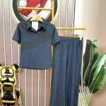 Đồ bộ quần dài áo tay ngắn cổ bẻ trơn