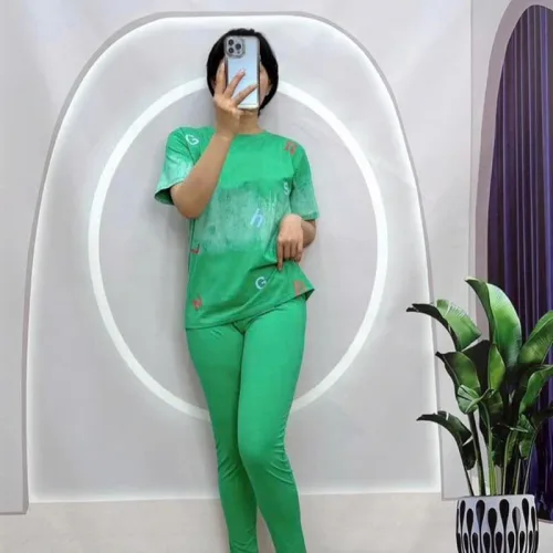 Đồ bộ quần dài áo tay ngắn cổ tròn in chữ