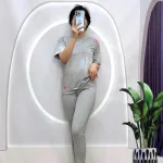 Đồ bộ quần dài áo tay ngắn cổ tròn in chữ