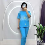 Đồ bộ quần dài áo tay ngắn cổ tròn in chữ