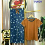 Đồ bộ quần dài áo tay ngắn cổ tròn trơn