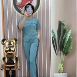 Đồ bộ quần dài áo tay ngắn in chữ
