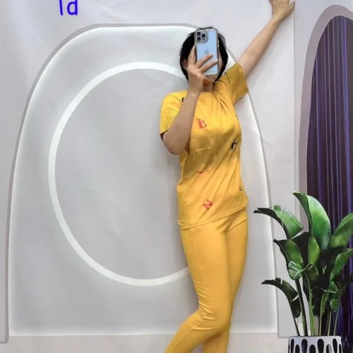 Đồ bộ quần dài áo tay ngắn in hình