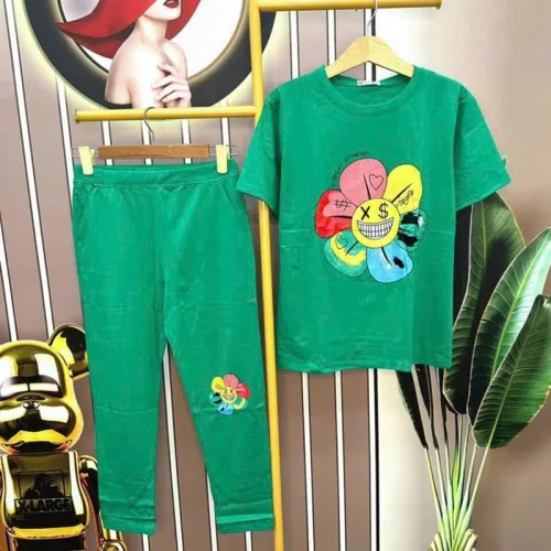 Đồ bộ quần dài áo tay ngắn in hình bông hoa