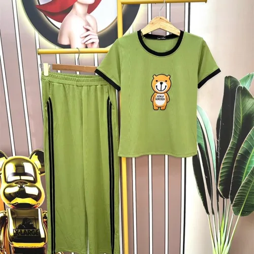 Đồ bộ quần dài áo tay ngắn in hình gấu
