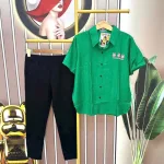 Đồ bộ quần dài đen áo sơ mi tay ngắn cổ bẻ