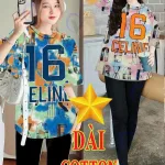 Đồ bộ quần dài đen áo tay ngắn cổ tròn in số 16