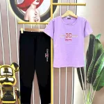 Đồ bộ quần dài đen áo tay ngắn in hình