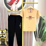 Đồ bộ quần dài đen áo tay ngắn in hình