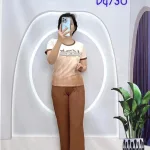 Đồ bộ quần dài ống loa áo tay ngắn in hình