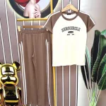 Đồ bộ quần dài ống rộng tay ngắn in chữ