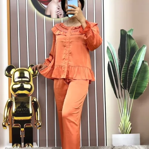 Đồ bộ quần dài pijama áo tay dài màu trơn cổ bèo