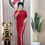 Đồ bộ quần dài sọc 2 bên áo tay ngắn in chữ