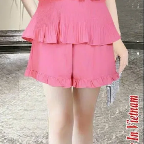 Đồ bộ quần đùi áo 2 dây 2 tầng màu trơn