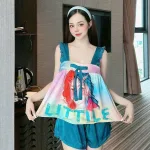 Đồ bộ quần đùi áo 2 dây hoạ tiết cute mặc nhà