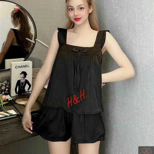 Đồ bộ quần đùi áo 2 dây màu trơn mặc nhà