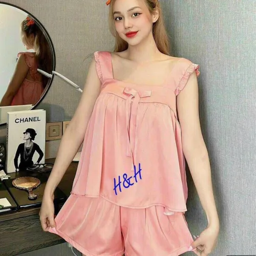Đồ bộ quần đùi áo 2 dây màu trơn mặc nhà