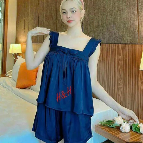 Đồ bộ quần đùi áo 2 dây màu trơn mặc nhà