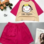 đồ bộ quần đùi áo crop top  tay ngắn hình bé