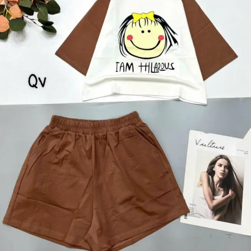 đồ bộ quần đùi áo crop top  tay ngắn hình bé