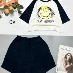 đồ bộ quần đùi áo crop top  tay ngắn hình bé