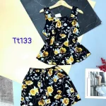 Đồ bộ quần đùi áo dây 2 tầng hoạ tiết mặc nhà