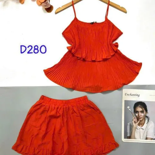 Đồ bộ quần đùi áo dây 2 tầng màu trơn