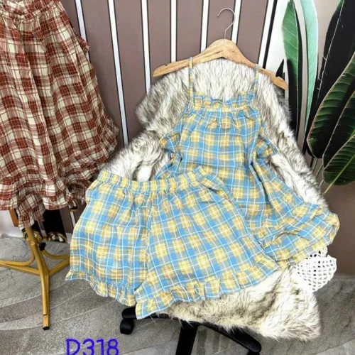 Đồ bộ quần đùi áo dây caro