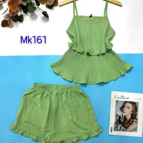 Đồ bộ quần đùi áo dây màu trơn mặc nhà