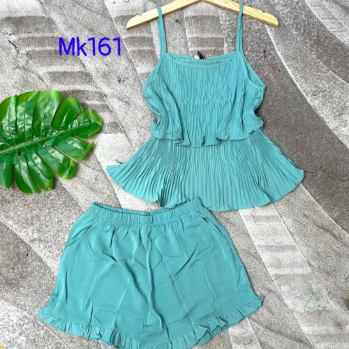 Đồ bộ quần đùi áo dây màu trơn mặc nhà