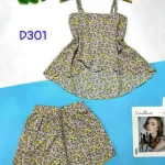 Đồ bộ quần đùi áo dây xẻ tà hoa nhí
