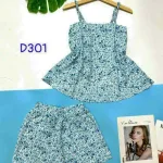 Đồ bộ quần đùi áo dây xẻ tà hoạ tiết