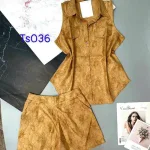 Đồ bộ quần đùi áo sát nách cổ bẻ chấm bi