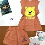 Đồ bộ quần đùi áo sát nách in hình gấu