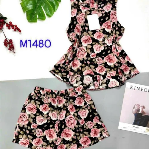 Đồ bộ quần đùi áo sát nách tầng hoạ tiết