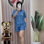 Đồ bộ quần đùi áo sơ mi tay ngắn cổ bẻ túi giả