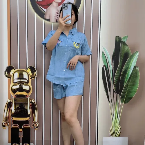 Đồ bộ quần đùi áo sơ mi tay ngắn có túi giả