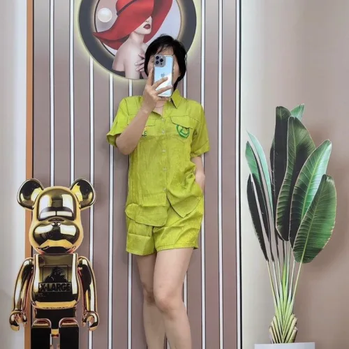 Đồ bộ quần đùi áo sơ mi tay ngắn có túi giả