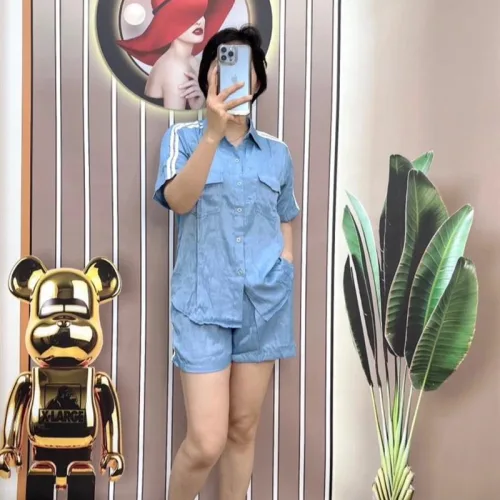 Đồ bộ quần đùi áo sơ mi tay ngắn có túi giả màu trơn